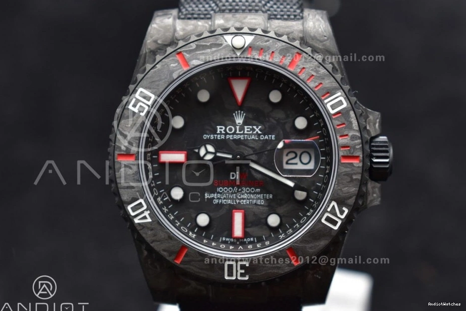 on 474 Submariner Nylon Red VSF VS Dial 1:1 DIW Best Black Carbon Edition Practical Black Strap 0515